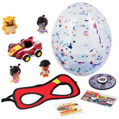 Stickers and putty enhance tactile play and personalized display options.