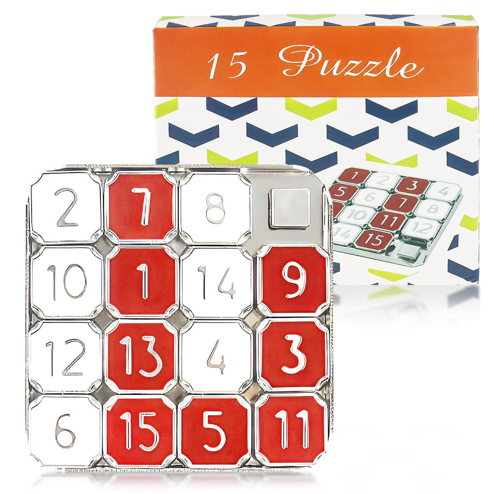 Rytopt slide puzzle red and white 15-grid for engaging brain teaser and focus during leisure