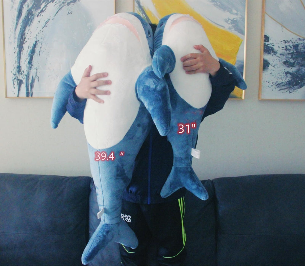 Ryttir large body pillow shark supports lounging and bedtime relaxation
