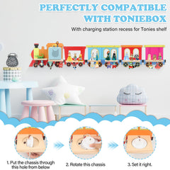 RZYLKA colorful train shelf adds playful decor while organizing figures.