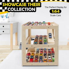 RZYLKA wooden diecast storage 3-tier neatly stores over 40 cars.