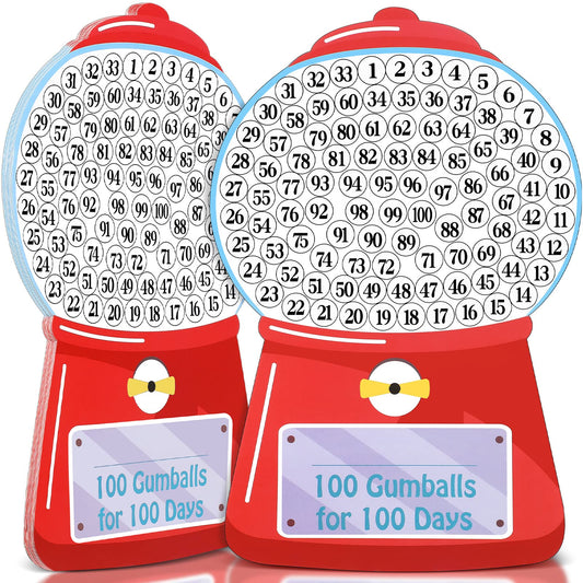 Sabary 100-days gumball machine worksheets for classroom celebration and DIY learning.