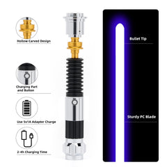 Saberforms lightsaber with 12 RGB colors for customizable glow.