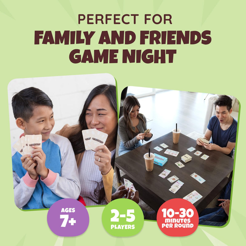 Sabobatage cards spread on the table during a family game session