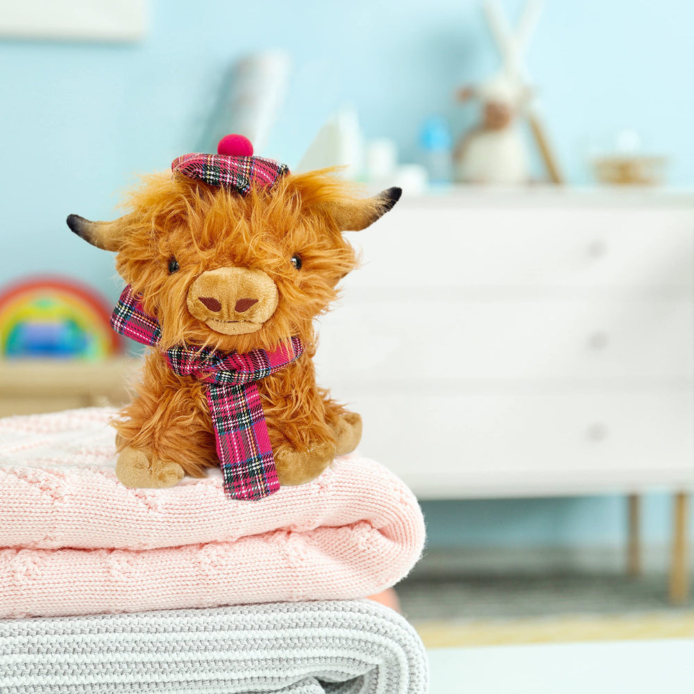 SaBrissi Wilbur Highland Cow Scottish flair enhances room decor.