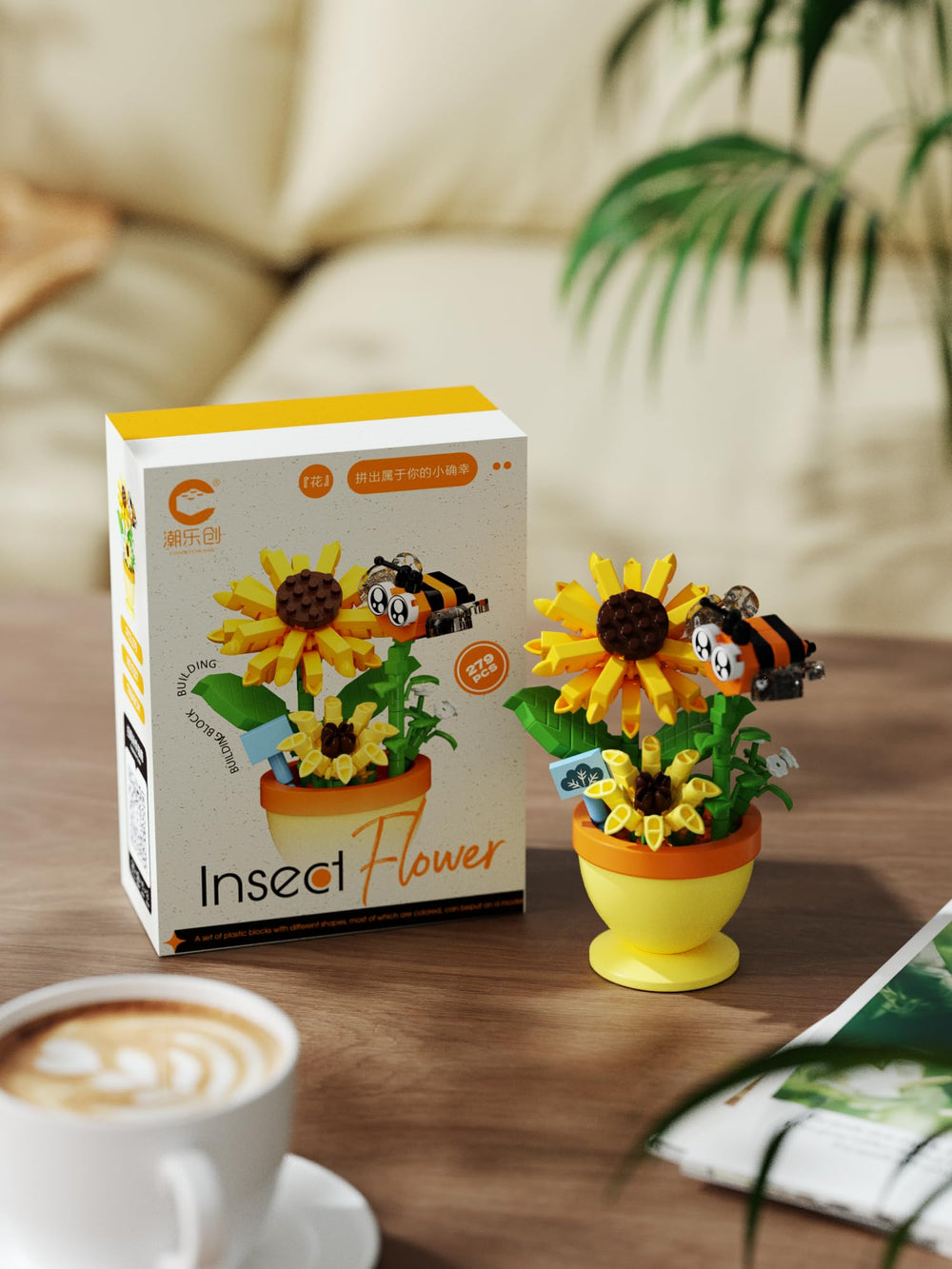Sacblirr Building-Block Flower-Insects Decor showcases playful nature elements.
