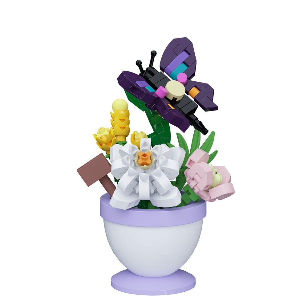 Sacblirr mini flower bonsai with daisy and butterfly adds color to home decor.