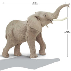 Safari Ltd African Elephant Figurine trunk pose highlighting flexible display.