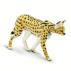 Safari Ltd. Serval figurine with detailed design capturing lifelike posture for imaginative play.