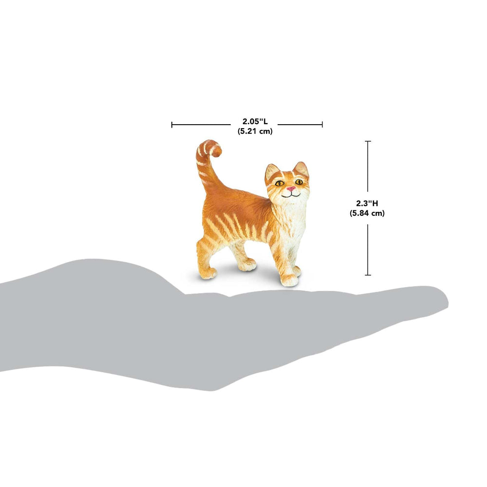 Safari Ltd Tabby Cat Figurine shows detailed striped pattern for pattern recognition.