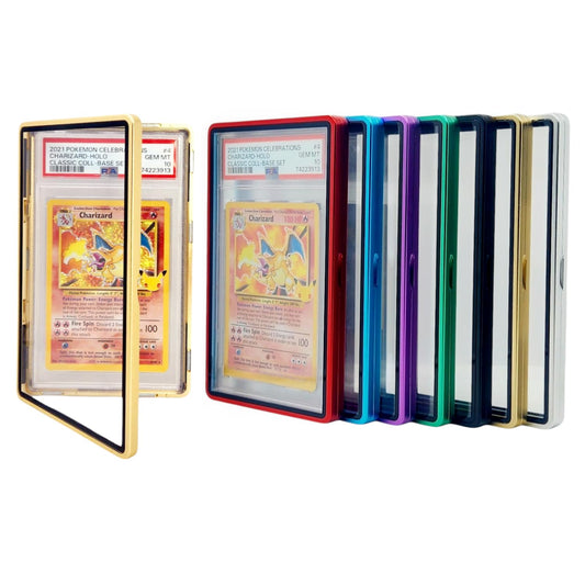 Safeguard TCG Solutions metal PSA slab bumper case front view protects graded cards with durable aluminum construction.