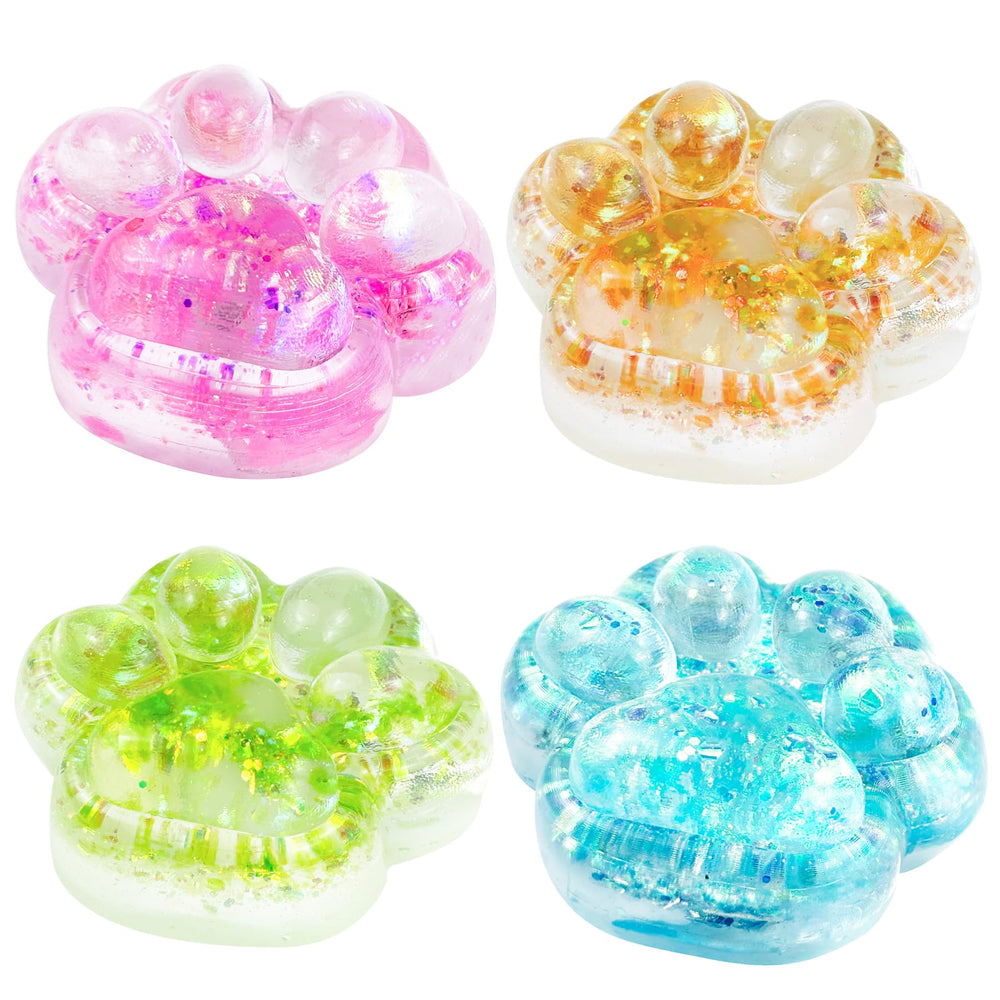Safoezy taba squishy paw pack in four colors for stress relief and sensory play