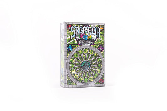 Floodgate Games Sagrada: Glory Expansion dice focus enhances strategic placement.