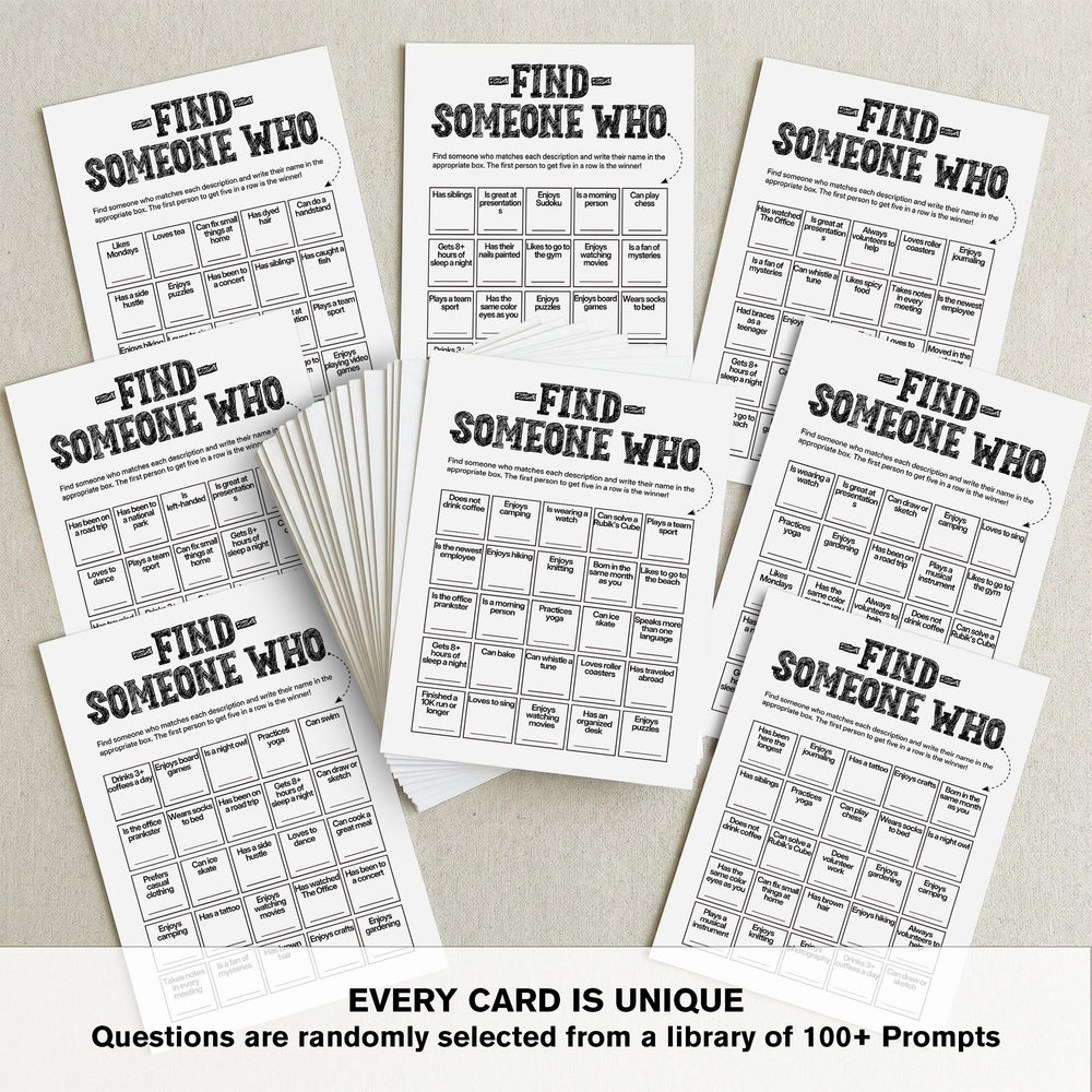 Sahjzk Office Bingo Cards act as conversation starters to ease group dynamics