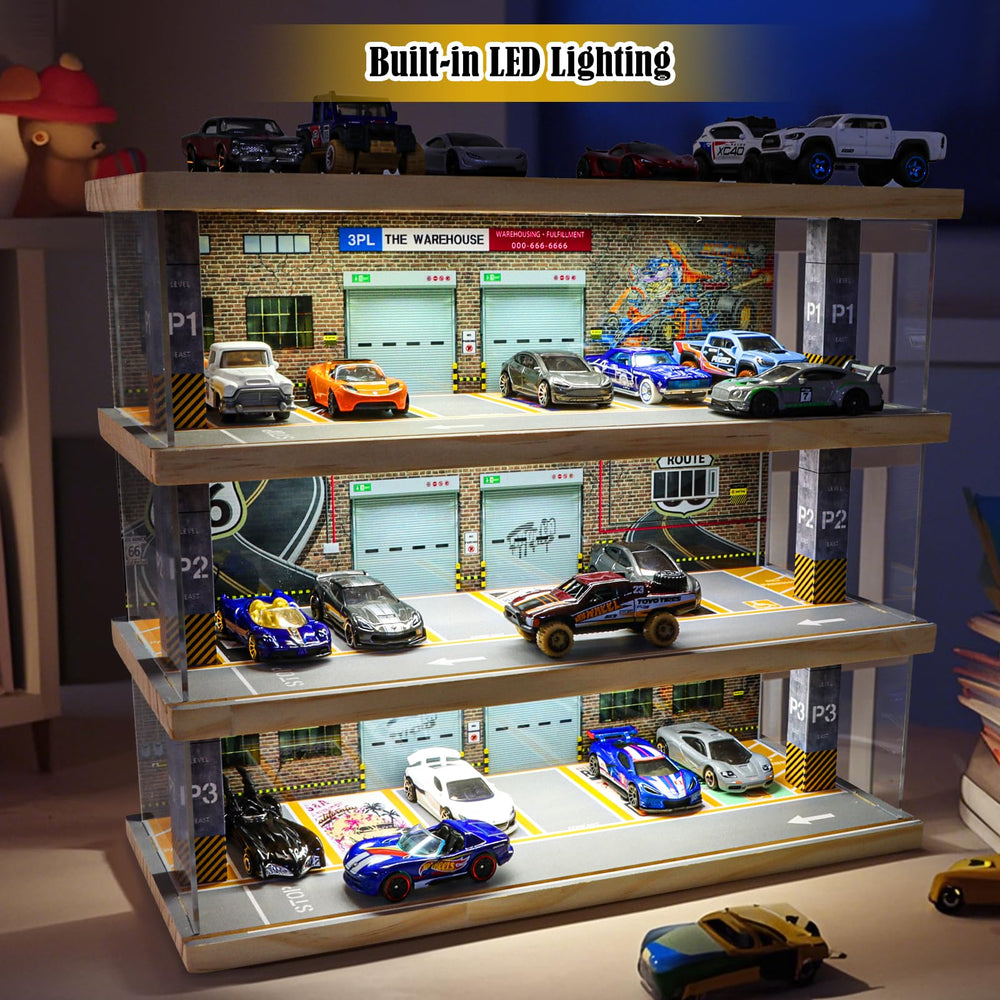 Saichotoy LED lighting brightens each level for clear viewing.