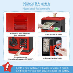 Saidrip piggy bank with automatic paper scroll for quick cash loading.