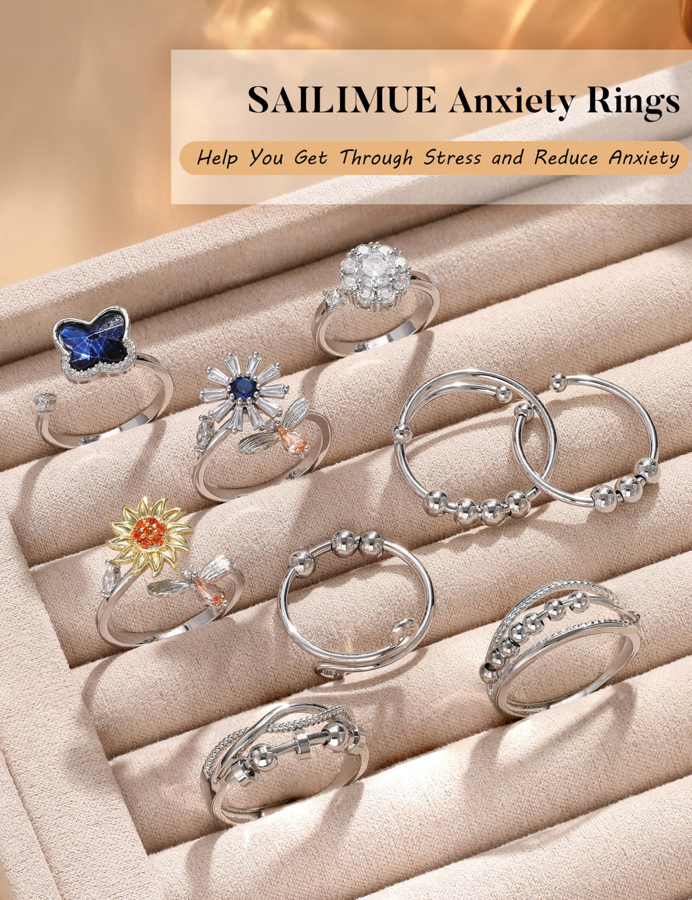 Sailimue Anxiety Ring butterfly design for cheerful style