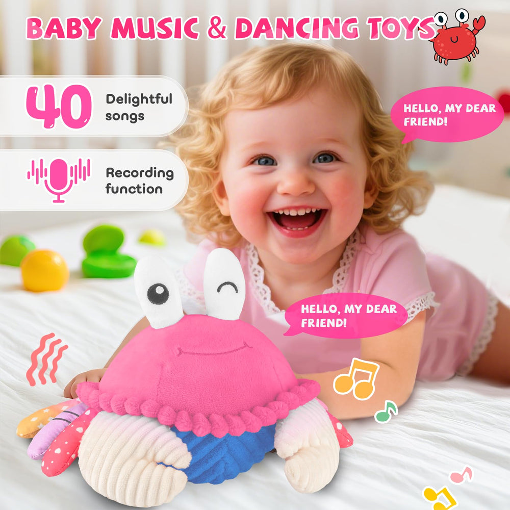 SAIMAND pink crawling crab toy dances for engaging play and motor exploration.