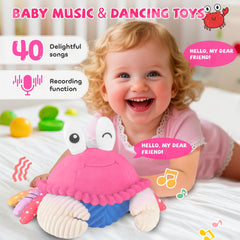 SAIMAND pink crawling crab toy dances for engaging play and motor exploration.