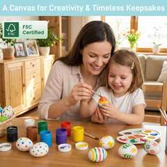 SallyFashion wooden eggs for crafts, paintable surface ideal for kids' art projects.