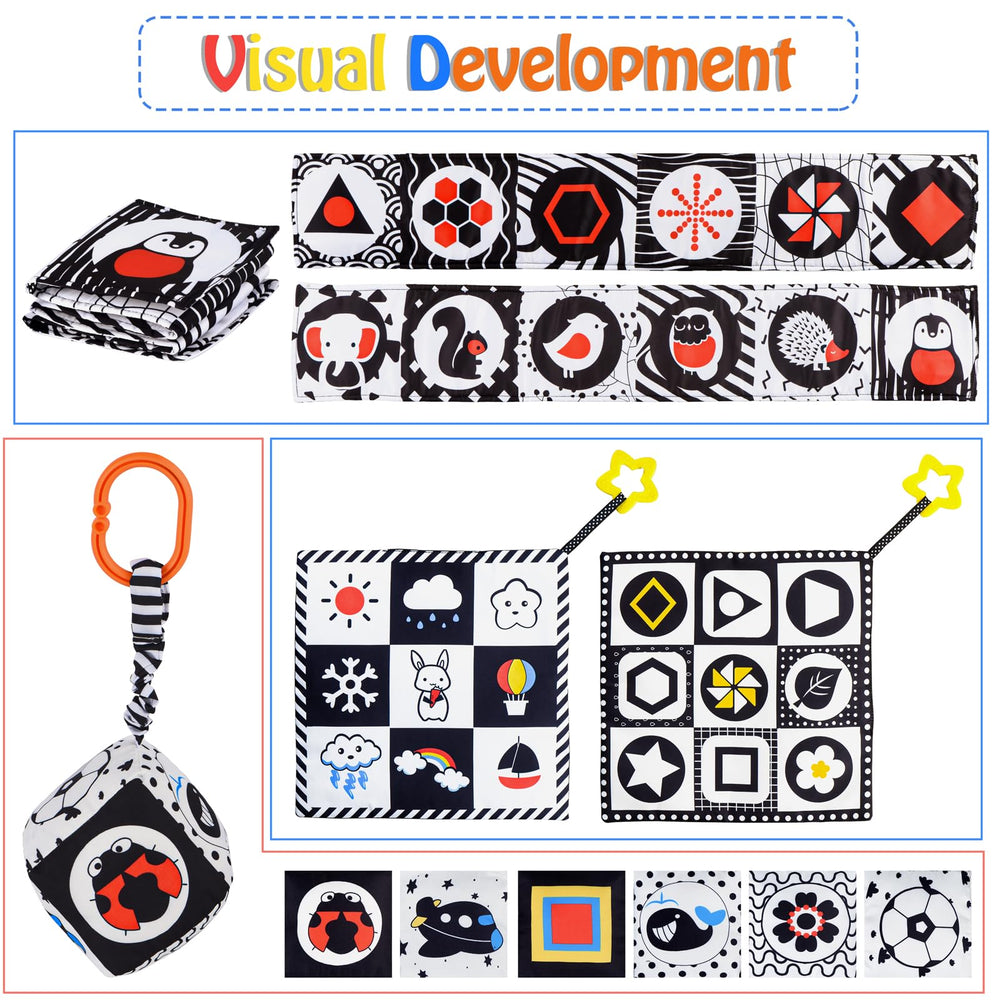 SAMMAS black and white high-contrast toy visual 2 stimulates tracking and early sensory development.