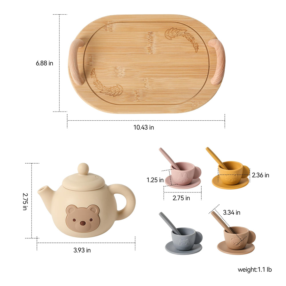 Samonyed carrying scoop helps kids serve tea with easy grip.