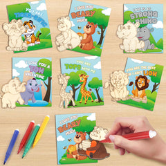 Non-toxic materials and thick wood support kid-friendly painting sessions.