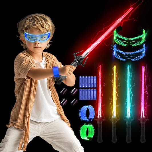 SANCO light up sabers 4-pack for vibrant kid battles and pretend play