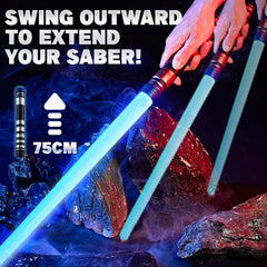 SANCO retractable sabers extend from 10 to 30 inches for dynamic action scenes
