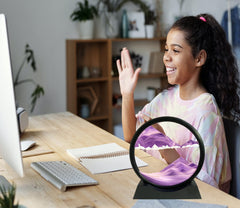 SANDCLE desktop decor; 7-inch glass art for home office inspiration.