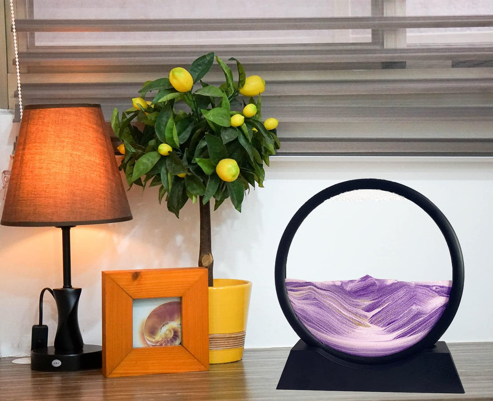 SANDCLE sand art purple swirl; 3D deep sea sandscape to unwind at work.