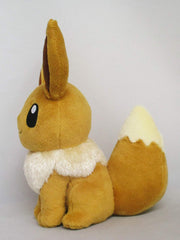 Sanei Eevee plush back view showing full shape, collectible-ready