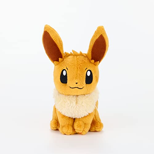 Sanei Eevee plush on display, perfect gift for fans