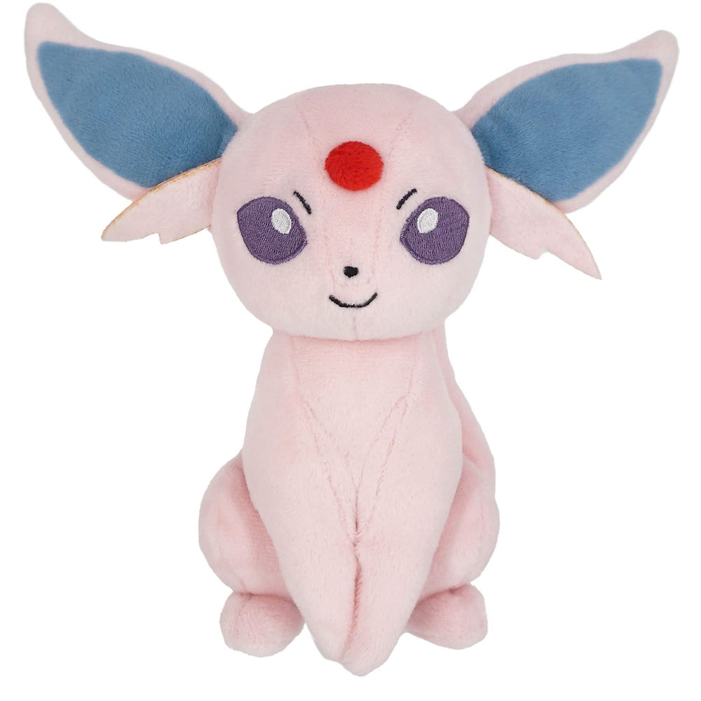 Sanei Espeon plush side view highlights soft ears and craftsmanship.
