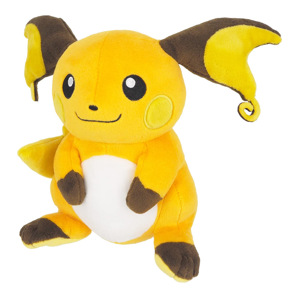 Sanei Raichu Plush7 front view showing soft fur and eager expression