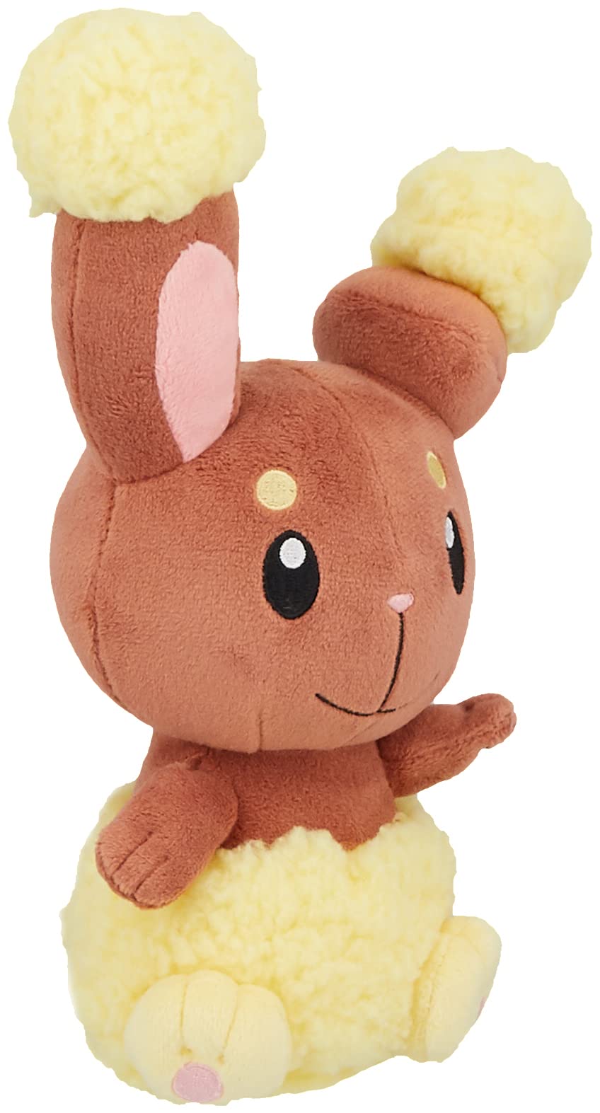 Sanei Pokemon Buneary plush side view highlighting curled ear design.