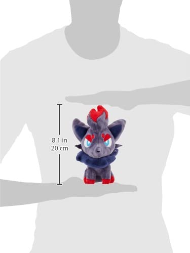 Sanei Zorua plush side view, showcasing compact 7-inch display-ready size.