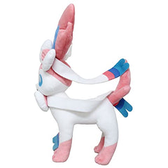 Sanei Nymphia plush face close-up reveals Sylveon embroidery.
