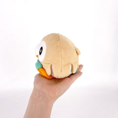 Sanei Rowlet plush back view, complete pose for photos