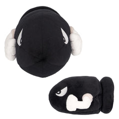 Sanei Bullet Bill plush facial features close-up, nostalgic Mario collectible.