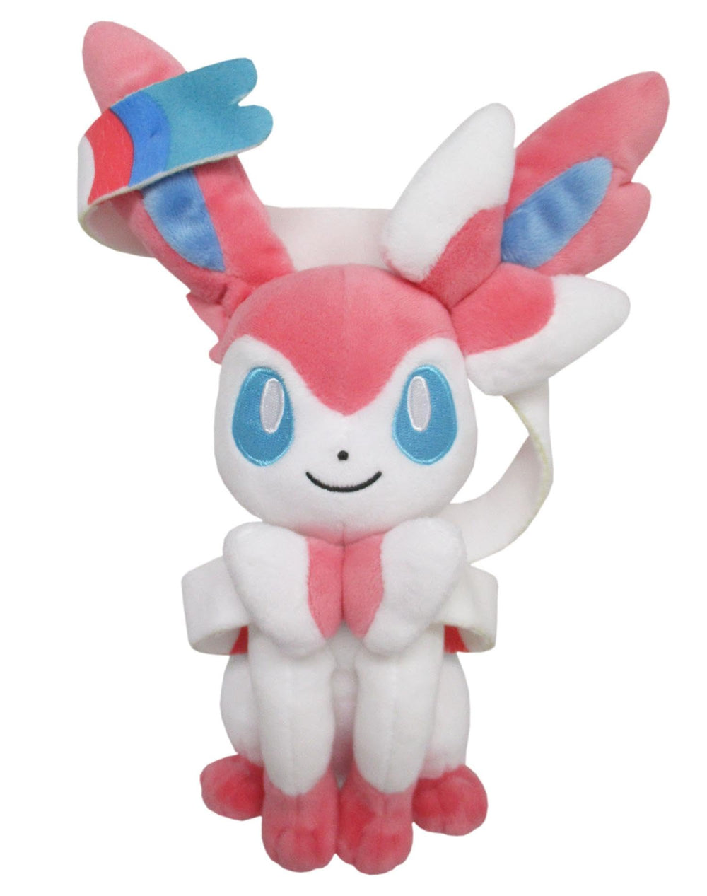 Sanei Sylveon plush bow detail ideal for collectors and fans.