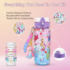 Sanilinwild unicorn sticker pack adds playful decor to kids' bottles.