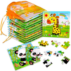SANNIX wooden animal puzzles, 9-piece set for toddlers supports hand-eye coordination.