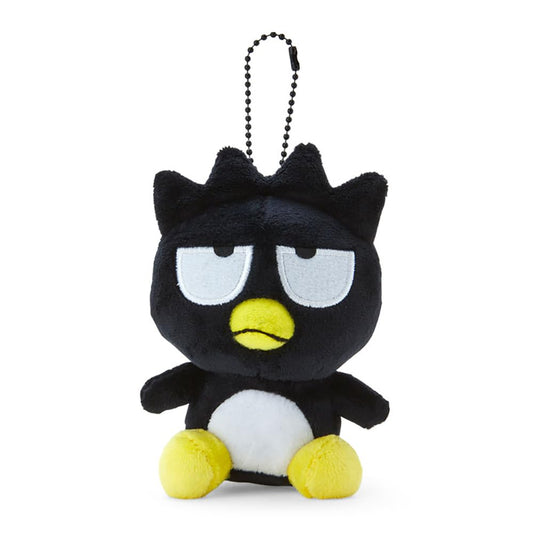 Sanrio Bad Batsumaru Mascot Holder front view with soft polyester finish for desk decor.