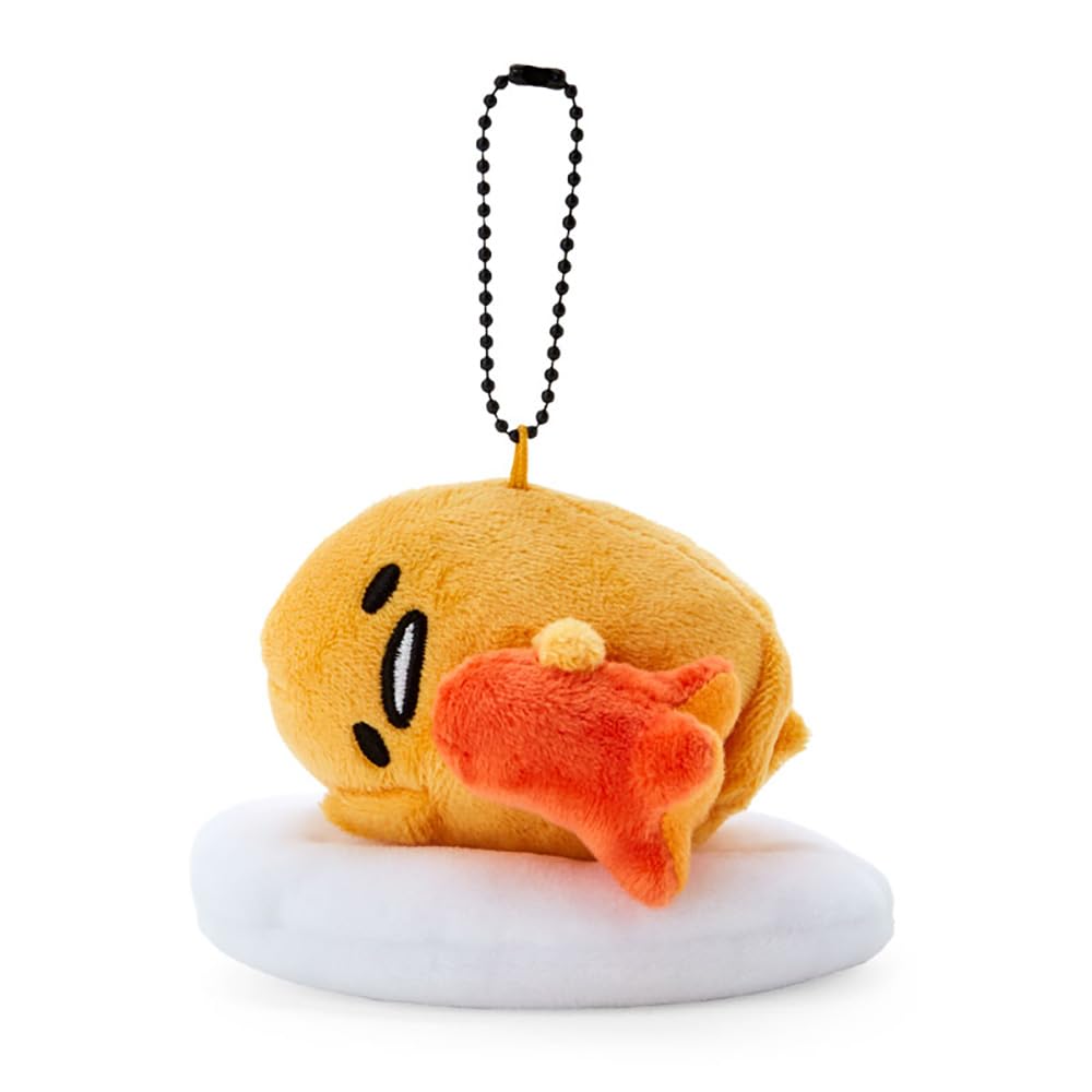 SANRIO Gudetama Mascot Holder front view, soft desk decor and small-item keeper.