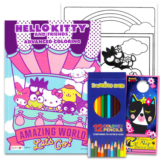 SANRIO Hello Kitty advanced coloring book cover showing vibrant artwork for relaxation