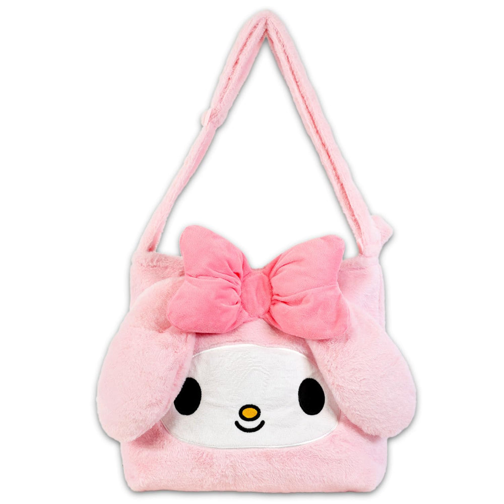 SANRIO My Melody plush purse featuring a secure zip pocket for small items