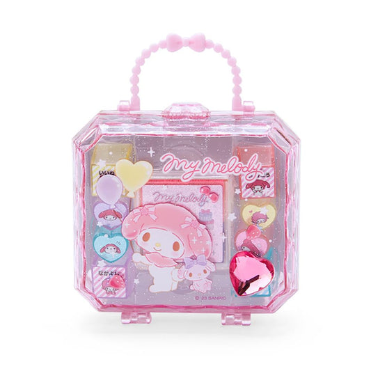 Sanrio My Melody stamp set case close-up with sparkly jewel for storage.