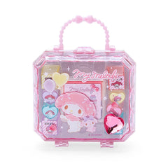 Sanrio My Melody stamp set case close-up with sparkly jewel for storage.