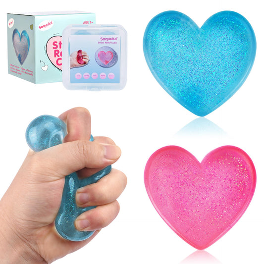 Saquuiui heart-stress-cube-front view shows the heart shape and portable design for focus.